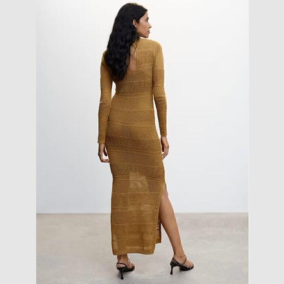 MANGO Long Knit Openwork Maxi Dress 🤎✨ NWT - Picture 14 of 16